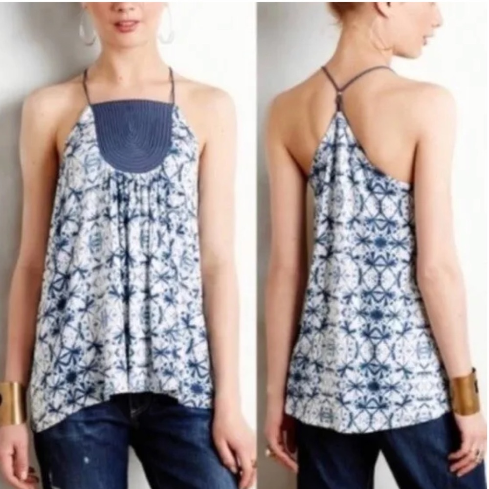 ANTHROPOLOGIE ONE SEPTEMBER Anzo Blue Tie Dye Tank Top XS